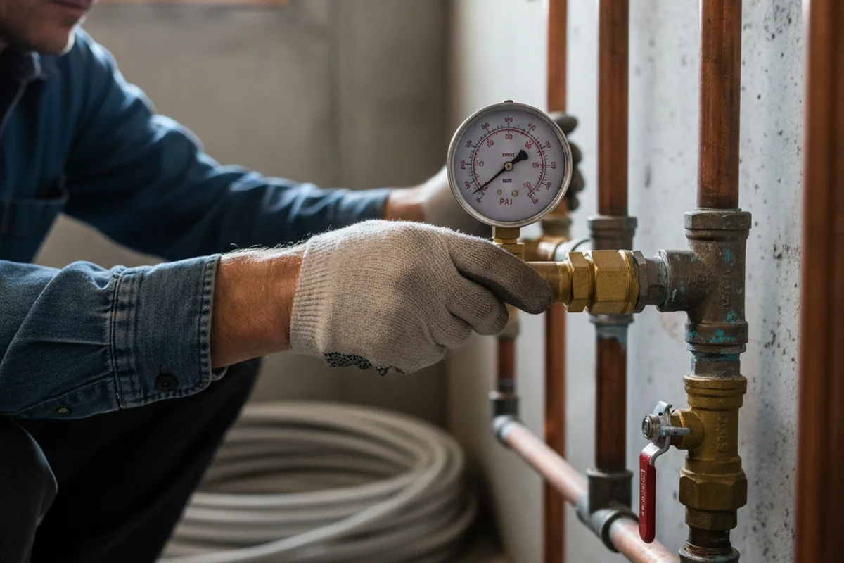 Pressure testing a repaired line during Water Line Repair in La Honda